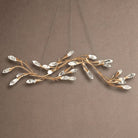 Modern Linear/Round Floral Branches Crystal Chandelier - Linear/L56.3"*W15.5"*H11.9"(L143cm*W39.4cm*H30.2cm)GoldWarm LightBlushlighting