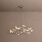Modern Linear/Round Floral Branches Crystal Chandelier - Round/D35.4"*H8.5"(D90cm*H21.6cm)GoldWarm LightBlushlighting