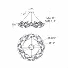 Modern Linear/Round Floral Branches Crystal Chandelier-Blushlighting