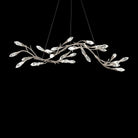 Modern Linear/Round Floral Branches Crystal Chandelier-Linear/L56.3"*W15.5"*H11.9"(L143cm*W39.4cm*H30.2cm)-Antique Silver-Warm Light-Blushlighting