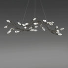 Modern Linear/Round Floral Branches Crystal Chandelier-Linear/L56.3"*W15.5"*H11.9"(L143cm*W39.4cm*H30.2cm)-Black-White Light-Blushlighting