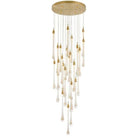 Modern Long Gold Glass Raindrop Rod Pendant Light for Staircase/High - ceiling room - One Single: D3.9"*H15.0"Blushlighting
