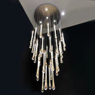 Modern Long Gold Glass Raindrop Rod Pendant Light for Staircase/High - ceiling room - One Single: D3.9"*H15.0"Blushlighting