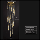 Modern Long Gold Glass Raindrop Rod Pendant Light for Staircase/High - ceiling room - One Single: D3.9"*H15.0"Blushlighting