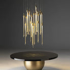 Modern Long Gold Glass Raindrop Rod Pendant Light for Staircase/High - ceiling room - One Single: D3.9"*H15.0"Blushlighting