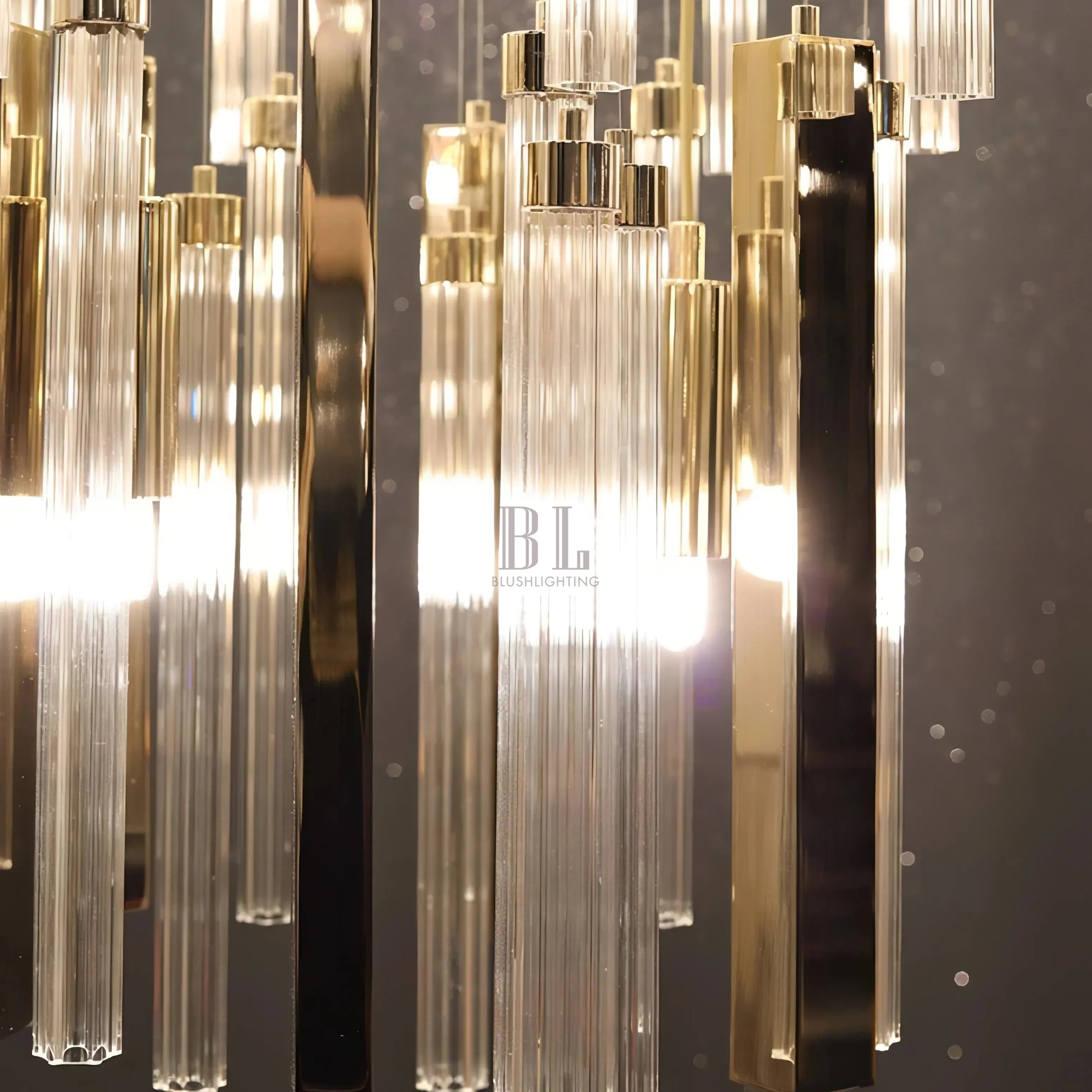 Modern Luxury 7-Tiered Floating Glass Chandelier Flush Mount for High-ceiling/Staircase/Duplex - 7 Layers/D59.1"*H106.3"(D150cm*H270cm)/69.5kgGoldBlushlighting
