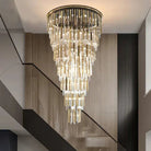 Modern Luxury 7-Tiered Floating Glass Chandelier Flush Mount for High-ceiling/Staircase/Duplex - 7 Layers/D59.1"*H106.3"(D150cm*H270cm)/69.5kgGoldBlushlighting