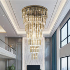 Modern Luxury 7-Tiered Floating Glass Chandelier Flush Mount for High-ceiling/Staircase/Duplex - 7 Layers/D59.1"*H106.3"(D150cm*H270cm)/69.5kgGoldBlushlighting