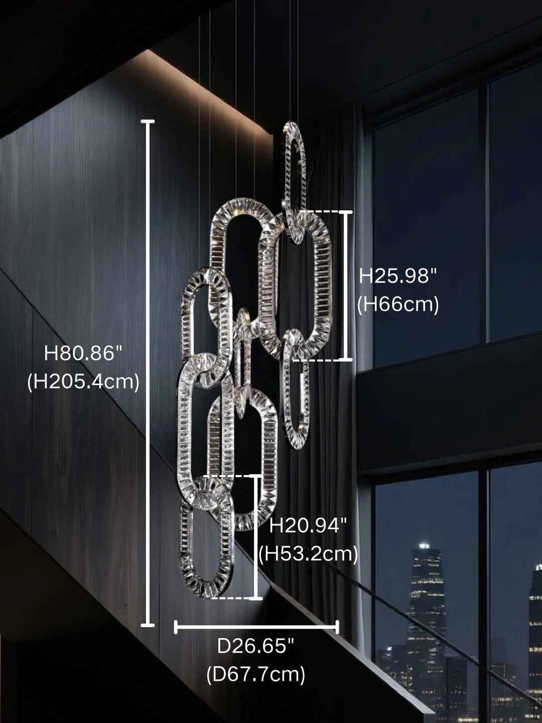 Modern Luxury Crystal Chain Cluster Chandelier for High Ceiling/Dining Room-Blushlighting-Blushlighting