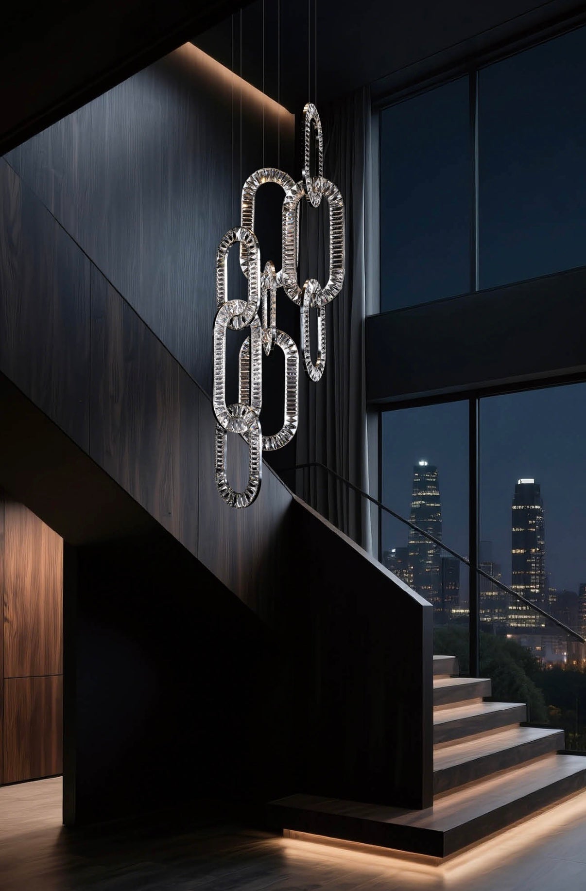 Modern Luxury Crystal Chain Cluster Chandelier for High Ceiling/Dining Room-Blushlighting-Blushlighting