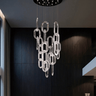 Modern Luxury Crystal Chain Cluster Chandelier for High Ceiling/Dining Room-Blushlighting-Round Canopy/9 Cluster/D41.6"*H90.98"(D105.7cm*H231.1cm)-Gold-Warm Light-Blushlighting