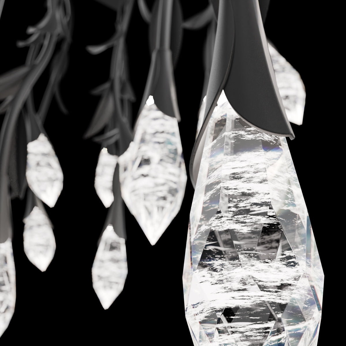 Modern Luxury Floating Branches Floral Crystal Chandelier with Rectangular Canopy for High-ceiling-Blushlighting