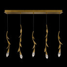 Modern Luxury Floating Branches Floral Crystal Chandelier with Rectangular Canopy for High - ceiling - 5 Lights/L40"*W5.5"*H118.1"(L101.6cm*W14cm*H300cm)GoldWarm LightBlushlighting