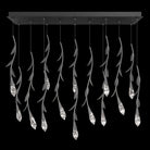 Modern Luxury Floating Branches Floral Crystal Chandelier with Rectangular Canopy for High - ceiling - 14 Lights/L40"*W9.5"*H118.1"(L101.6cm*W24.1cm*H300cm)GoldWarm LightBlushlighting