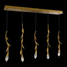 Modern Luxury Floating Branches Floral Crystal Chandelier with Rectangular Canopy for High-ceiling-5 Lights/L40"*W5.5"*H118.1"(L101.6cm*W14cm*H300cm)-Gold-Warm Light-Blushlighting