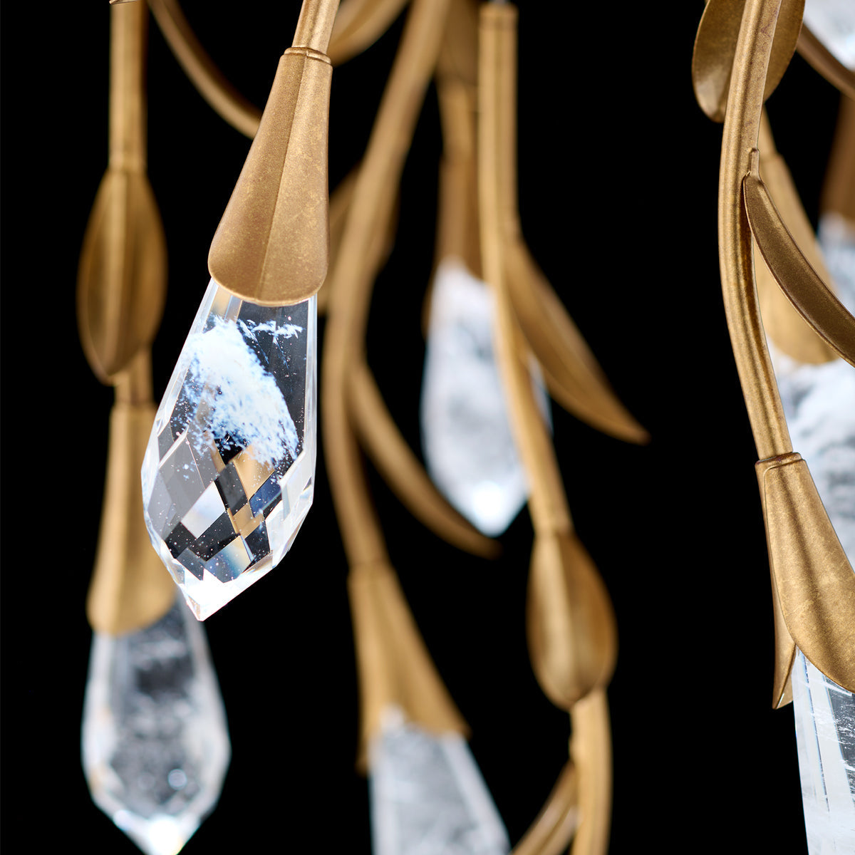 Modern Luxury Floating Branches Floral Crystal Chandelier with Round Canopy for High-ceiling-Blushlighting