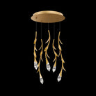 Modern Luxury Floating Branches Floral Crystal Chandelier with Round Canopy for High-ceiling-5 Lights/D17"*H118.1"(D43.2cm*H300cm)-Gold-Warm Light-Blushlighting
