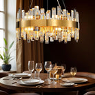 Modern Luxury Gold Round 12 - Light K9 Crystal Chandelier - GoldRound D39.4''Blushlighting