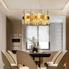 Modern Luxury Gold Round 12 - Light K9 Crystal Chandelier - GoldRound D39.4''Blushlighting