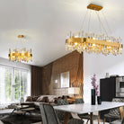 Modern Luxury Gold Round 12 - Light K9 Crystal Chandelier - GoldRound D39.4''Blushlighting