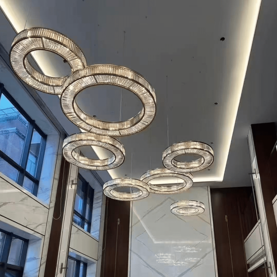 Modern Luxury Layered Fluted Crystal Ring Ceiling Light - D23.6"*H5.9"(D60cm*H15cm)Warm LightBlushlighting