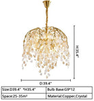D39.4"*H35.4" chandelier,chandeliers,branch,leaf,crystal,crystal light,dining table,dining room,living room,flower,led,bedroom
