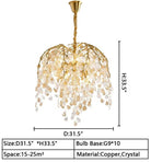 D31.5"*H33.5" chandelier,chandeliers,branch,leaf,crystal,crystal light,dining table,dining room,living room,flower,led,bedroom