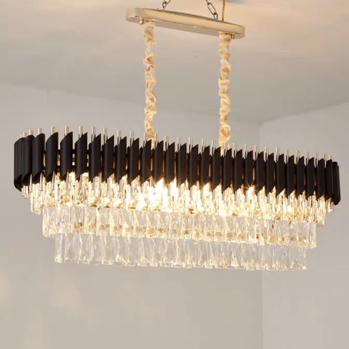Modern Luxury Multi - Tier Oval/Round Crystal Tiered Chandelier - Oval/L39.4"*W11.8"*H11.8"/3 TiersWarm LightBlushlighting