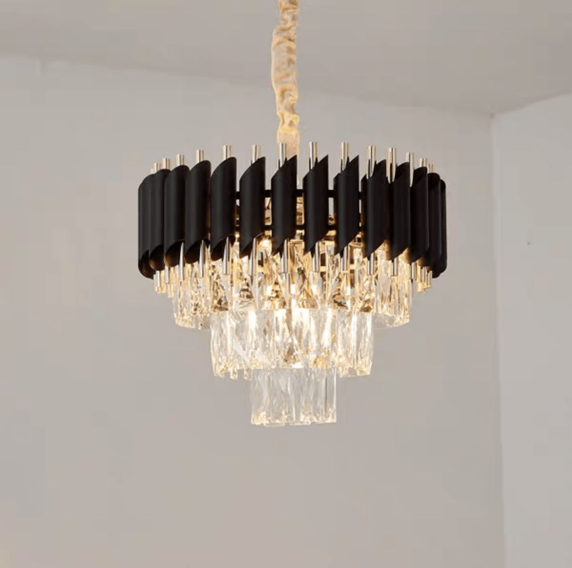 Modern Luxury Multi - Tier Oval/Round Crystal Tiered Chandelier - Round/D15.7"*H11.8"/3 TiersWarm LightBlushlighting