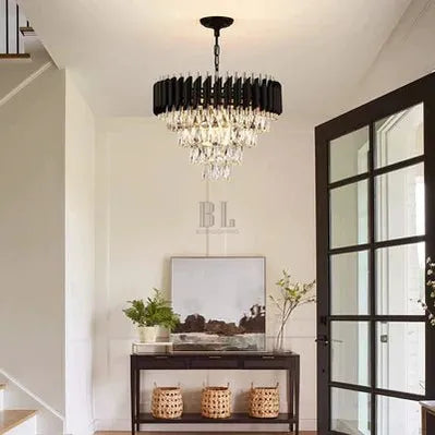 Modern Luxury Multi - Tier Oval/Round Crystal Tiered Chandelier - Oval/L31.5"*W11.8"*H11.8"/3 TiersWarm LightBlushlighting