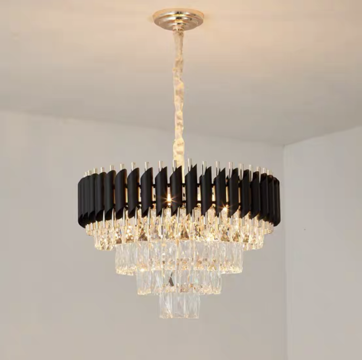 Modern Luxury Multi-Tier Oval/Round Crystal Tiered Chandelier-Chandeliers-Blushlighting-Round/D21.6"*H15"/4 Tiers-Warm Light-Blushlighting