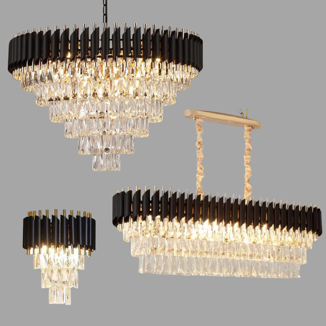 Modern Luxury Multi-Tier Oval/Round Crystal Tiered Chandelier-Chandeliers-Blushlighting-Blushlighting