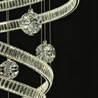 Modern Luxury Spiral Ribbon Multi-Ball Crystal Chandelier for Foyer/Staircase - D47.24"*H118.11"(D120cm*H300cm)Dimmable White LightBlushlighting