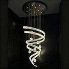 Modern Luxury Spiral Ribbon Multi-Ball Crystal Chandelier for Foyer/Staircase - D47.24"*H118.11"(D120cm*H300cm)Dimmable Warm LightBlushlighting