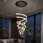 Modern Luxury Spiral Ribbon Multi-Ball Crystal Chandelier for Foyer/Staircase - D47.24"*H118.11"(D120cm*H300cm)Warm LightBlushlighting