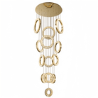 Modern Multi Gold Donuts Shape Crystal Chandelier Ring Round Light Fixture for Foyer Staircase - Linear/ D 63" * H 98.4"ChromeWarm LightBlushlighting