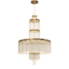 Modern Multi-layered Glass&Metal Rods Chandelier for High-ceiling - D47.64"*H73.6"(D121cm*H187cm)Dimmable Warm LightBlushlighting