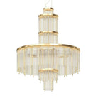 Modern Multi-layered Glass&Metal Rods Chandelier for High-ceiling - D47.64"*H73.6"(D121cm*H187cm)Dimmable Warm LightBlushlighting