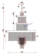Modern Multi-layered Glass&Metal Rods Chandelier for High-ceiling - Customized/D70"*H95"(D177.8cm*H241.3cm)/316kgDimmable Warm LightBlushlighting
