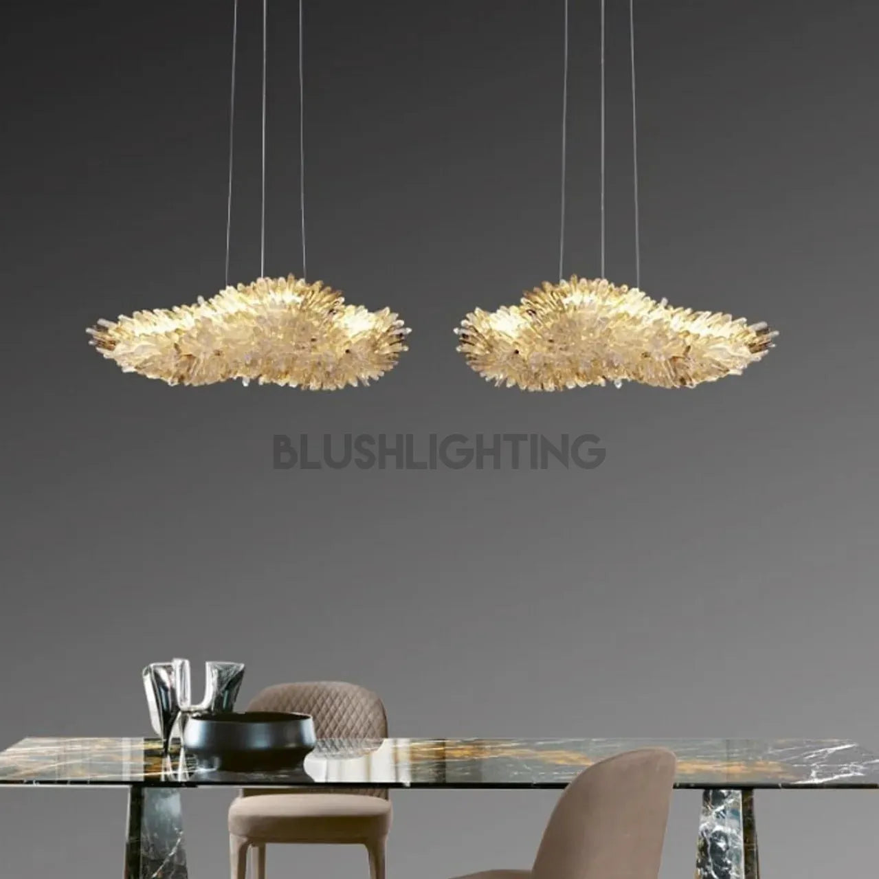 Modern Natural Crystal Wing Chandelier - L25.6"*H10.2"(L65cm*W26cm)AmberWarm LightBlushlighting