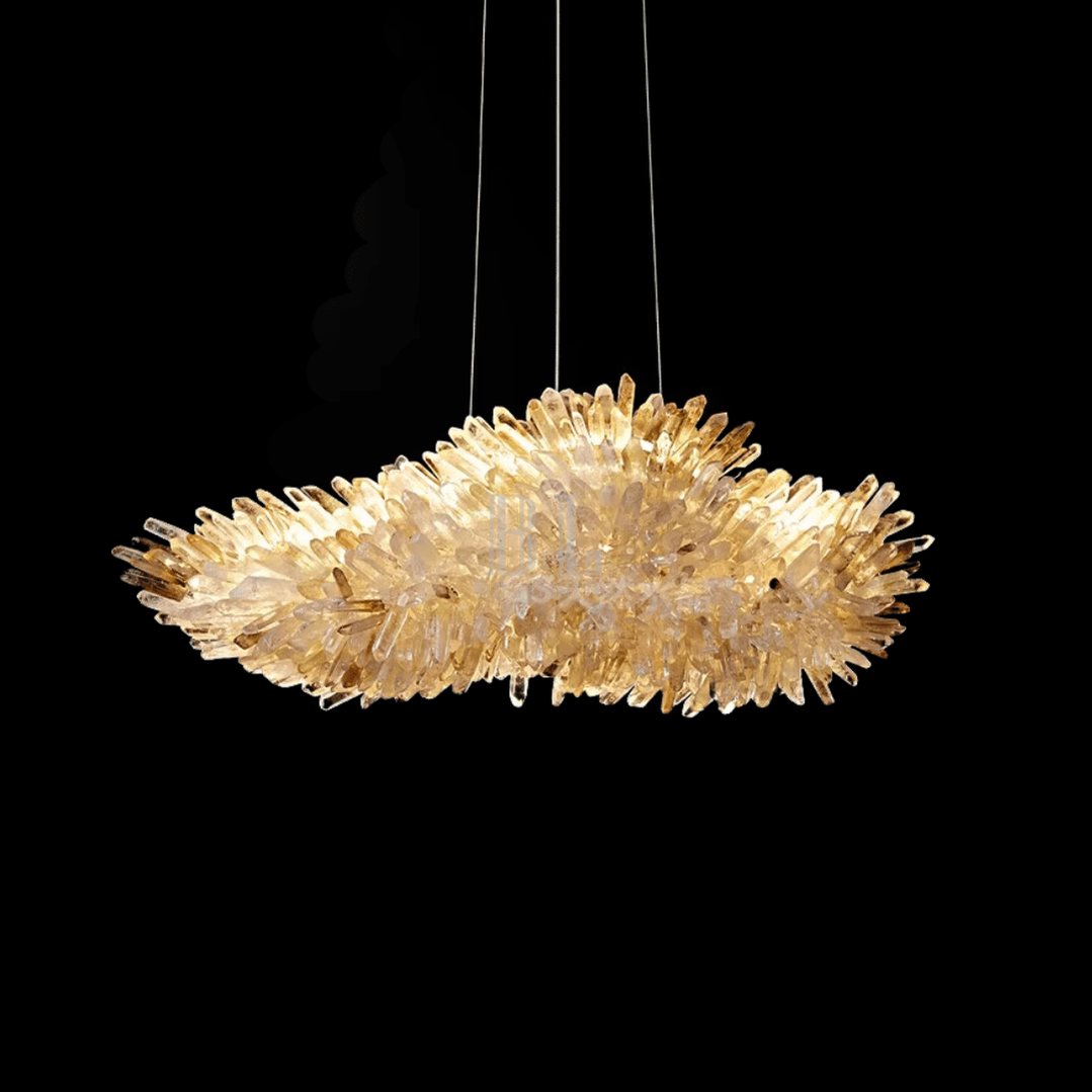 Modern Natural Crystal Wing Chandelier - L25.6"*H10.2"(L65cm*W26cm)AmberWarm LightBlushlighting