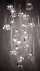 Modern Nordic Style Hand Blown Glass Pendant Crystal Chandelier for Dining Room/Living Room/Stairwell - 10 Lights/D19.7"*H118.1"/18KGRoundWarm LightBlushlighting