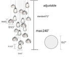 Modern Nordic Style Hand Blown Glass Pendant Crystal Chandelier for Dining Room/Living Room/Stairwell - 10 Lights/D19.7"*H118.1"/18KGRoundWarm LightBlushlighting