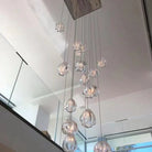 Modern Nordic Style Hand Blown Glass Pendant Crystal Chandelier for Dining Room/Living Room/Stairwell - 10 Lights/D19.7"*H118.1"/18KGRoundWarm LightBlushlighting