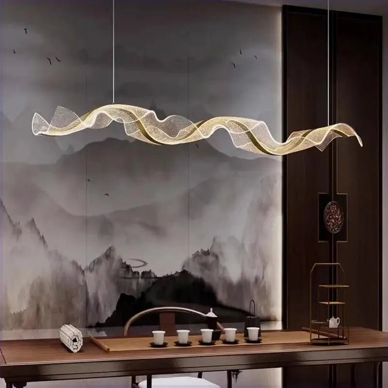 Modern Ocean Wave Pendant Chandelier for Kitchen - Gold38.52” (100 cm)Remote Control (Dimmable)Blushlighting