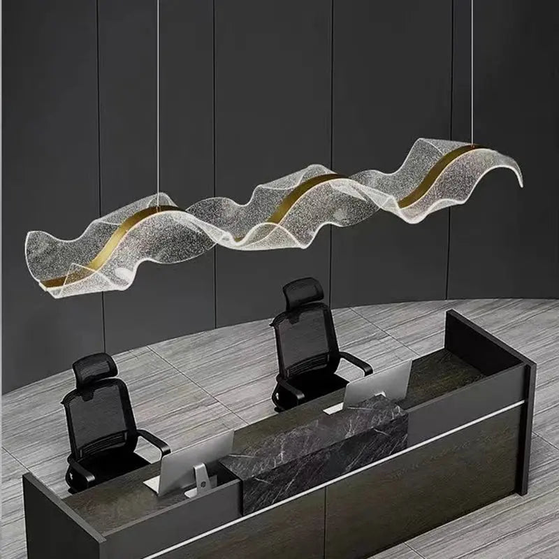 Modern Ocean Wave Pendant Chandelier for Kitchen - Gold38.52” (100 cm)Remote Control (Dimmable)Blushlighting