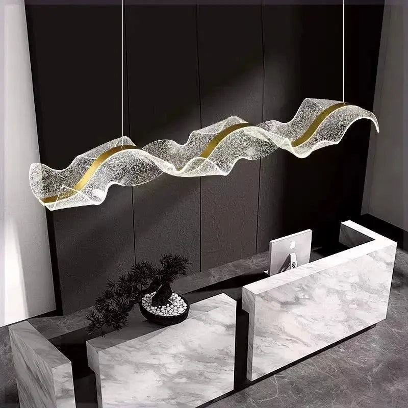Modern Ocean Wave Pendant Chandelier for Kitchen - Gold38.52” (100 cm)Remote Control (Dimmable)Blushlighting