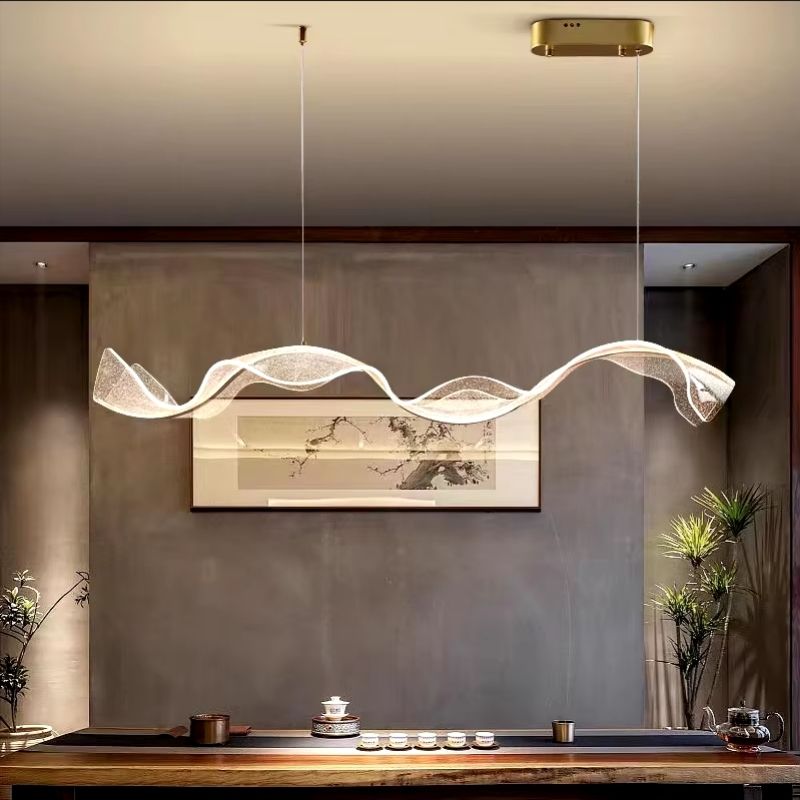 Modern Ocean Wave Pendant Chandelier for Kitchen - Gold38.52” (100 cm)Remote Control (Dimmable)Blushlighting