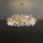 Modern Petal Crystal Round Brass Branch Chandelier - 24" W x 14" HBlushlighting