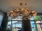 Modern Petal Crystal Round Brass Branch Chandelier For Living Room - 47" W X 18" HBlushlighting
